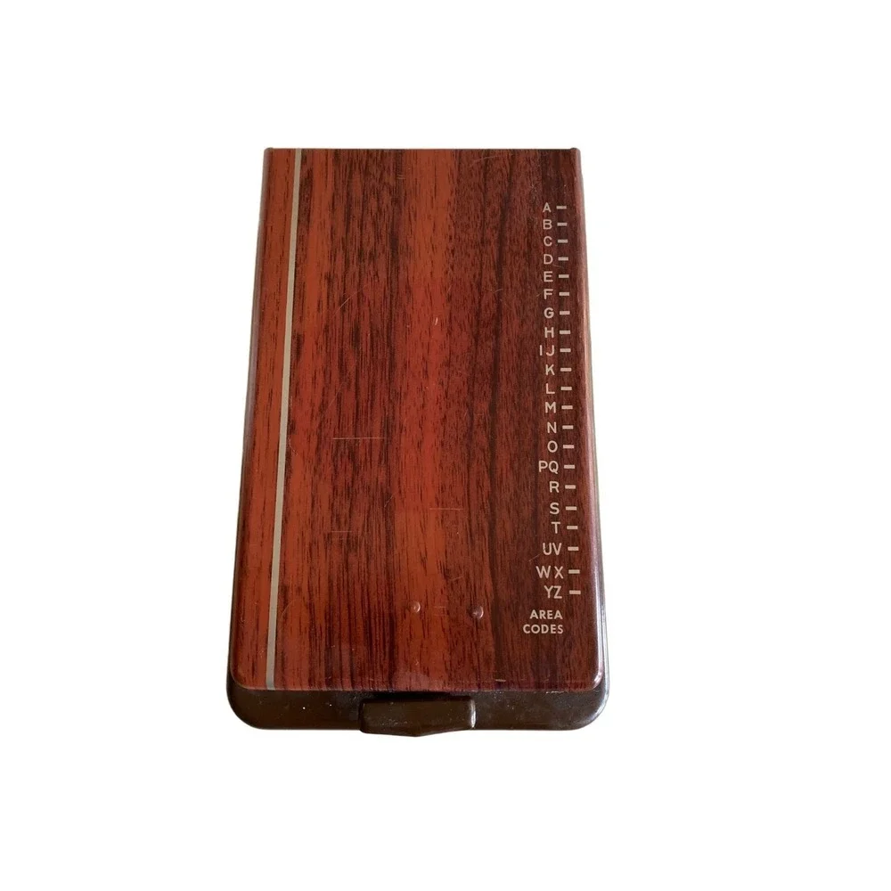 Bates Pencilist Brown Faux Wood Grain Metal Telephone Index Model E Vintage MCM